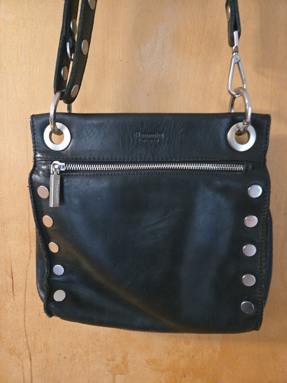 Hammitt Tony Studded MEDIUM Crossbody Black Gunmetal 9.5x9.5